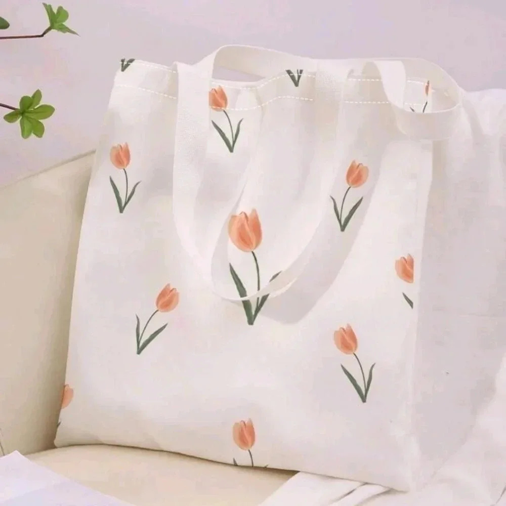 White floral tulip 🌷 purse bag decor satchel tote bags shoulder carry on girls